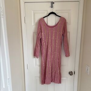 Pink and Gold Long Sleeve Anarkali/Lehenga Top or Dress